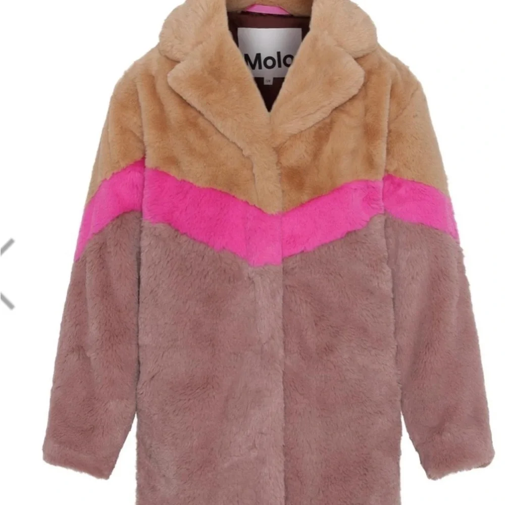 Molo Pink and Tan Teddy Jacket for Kids